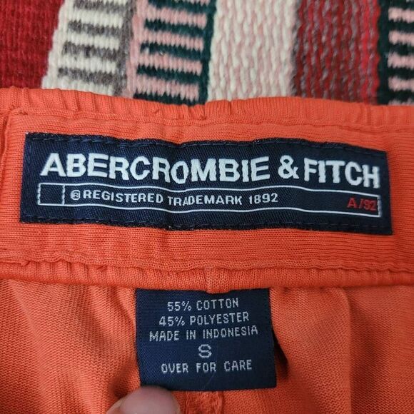 Vintage 90s Y2K Abercrombie and Fitch Orange Track Pants Sz S Straight Leg Zip - Picture 4 of 7